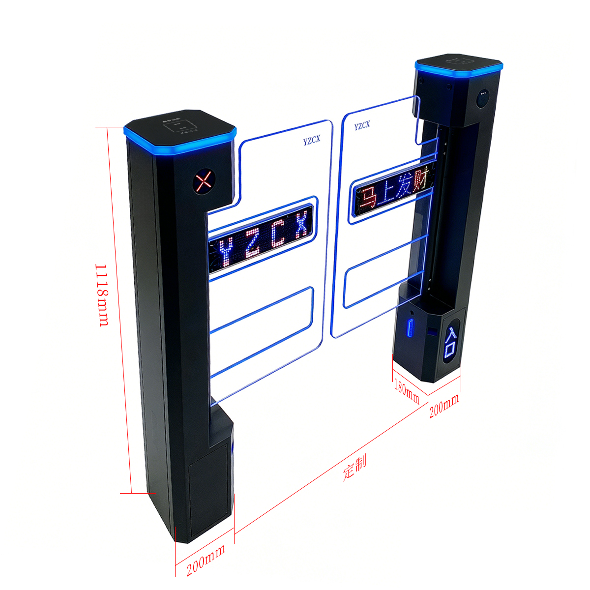 黑色單通道【擺臂顯示屏】【人臉識別進+人臉識別出】(圖1)